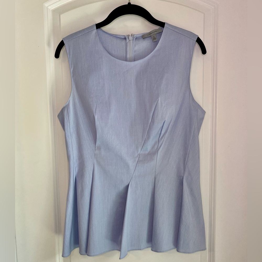 Classiques Entier Sleeveless Pleated Peplum Blouse Blue Size M